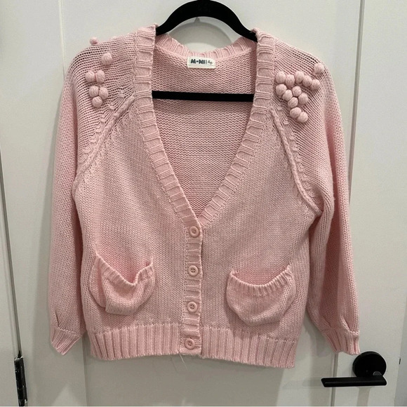 M-Ni Kawaii Japan Cute Pink Knit Cardigan Sweater - Picture 1 of 6